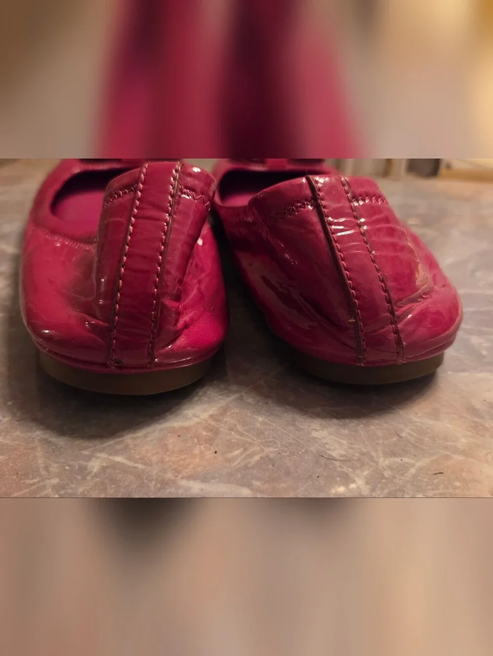 Tory Burch Women’s Pink Patent Leather Ballet Flats